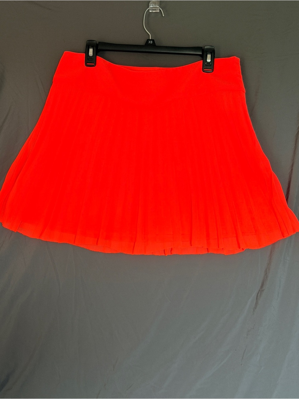 Express Bright Neon Orange Pleated Skater Skirt